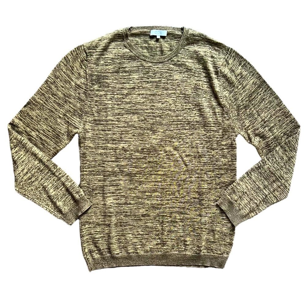 COS Wool Blend Crewneck Sweater Green Striated Men's size Small